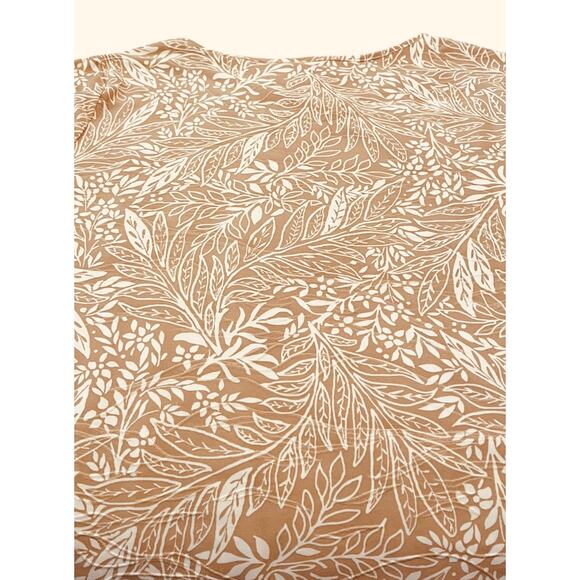 EMILY DANIELS 3/4 SLV PULL-OVER ROUND NECK BLOUSE, WOMENS, XL, TAN/WHITE FLORAL - Picture 6 of 12